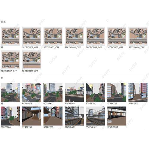 【CSP素材】3D城市高楼街道车站公交站台场景