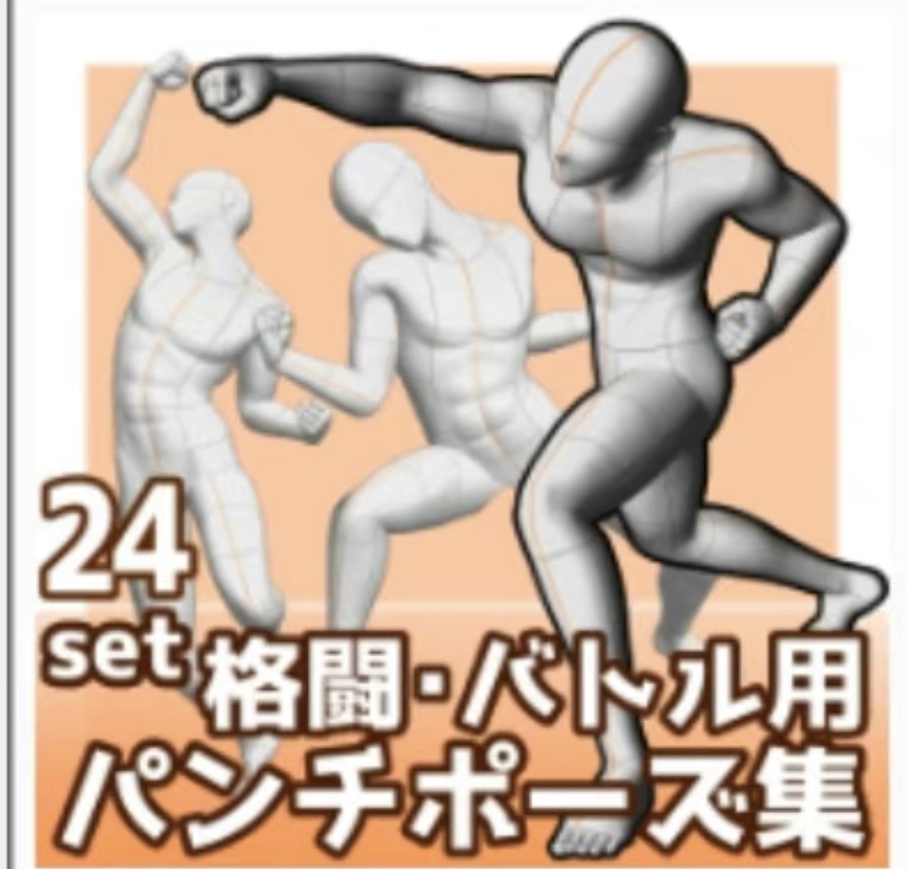 CSP3d模型 战斗用拳击姿势3d模型24组 3d战斗用拳击姿势 clip文件