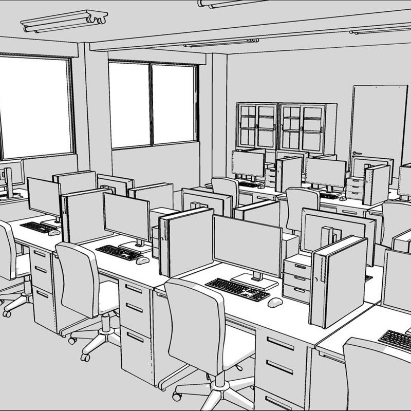 【csp模型】办公室3d模型网吧机房3d
