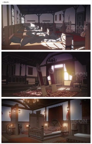 【acon3d】中世纪欧洲旅馆全套 包含外观、主厅、豪华客房A/B型