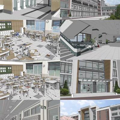 【acon3d】高中/大学/学校全套包含校园/教学楼/教室/