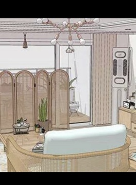 【acon3d】拉丹公寓绘画模型  skp模型直接拍