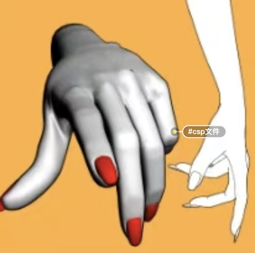 csp优动漫 纤细优雅的女性手 套装2 长指甲手部模型m型l型