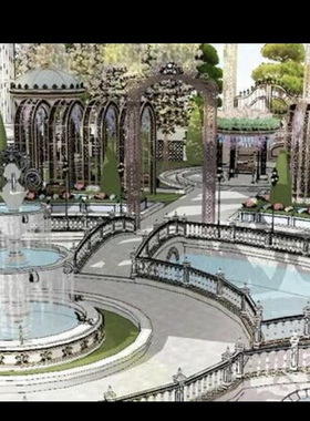 【acon3d】欧洲幻想庭院绘画模型  skp模型直接拍