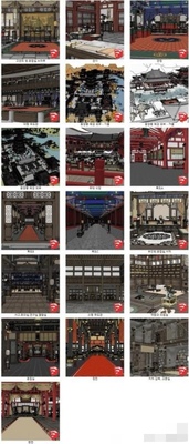 ACON3D 武侠史剧全套系列 19个场景 sketch up3D模型  下单即发