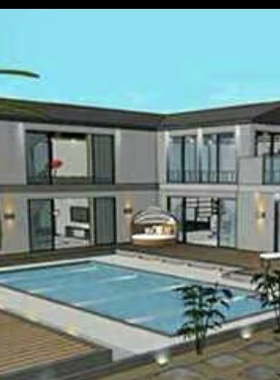acon3d  泳池别墅  skp模型  su模型草图大师绘画漫画背景专用