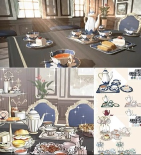 su模型 草图大师模型 精美茶具和房间漫画辅助专用 skp格式