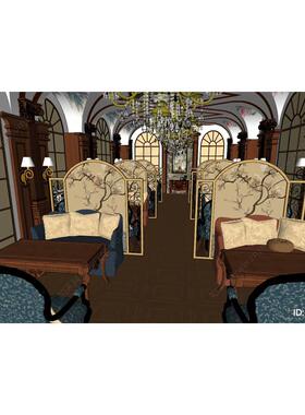 acon3d 086古典咖啡厅SU模型
