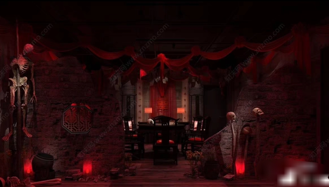 acon3d  中式恐怖剧本杀SU模型2  标价可直拍
