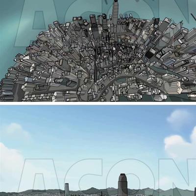 【acon3D模型】香港街套装(街景园景餐厅)漫画背景素