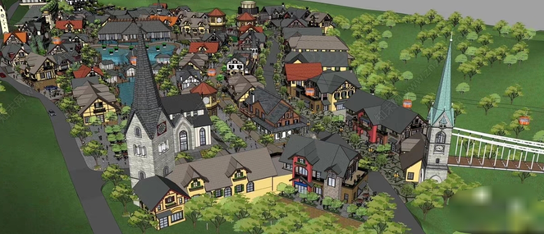 acon3d  法式度假村SU模型  标价可直拍