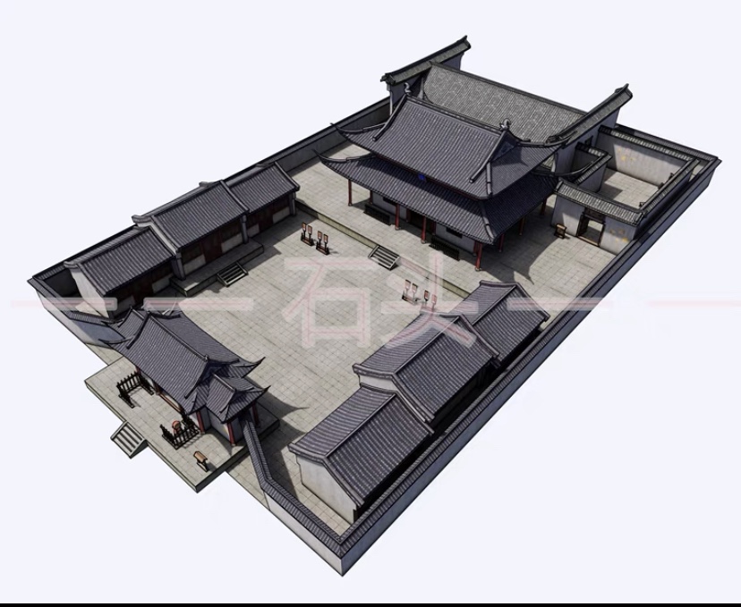 Acon3d 古代武侠府衙衙门整个su模型  草图大师sketch up打开