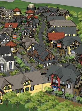 acon3d 061法式度假村SU模型