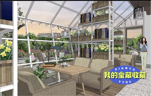 【su模型】acon3d 带花园的静谧小店 商店 咖啡店 书吧 书店 酒馆