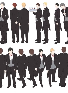 【csp笔刷】路人执事21种 2支＋21个png文件 站姿10个 俯视11个