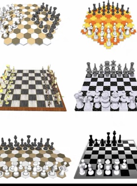 ACON3D su建模 棋盘国旗围棋跳棋模草图大师 SU模型木全套 共30款