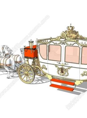 acon3d 080复古马车SU模型skp模型  su模型草
