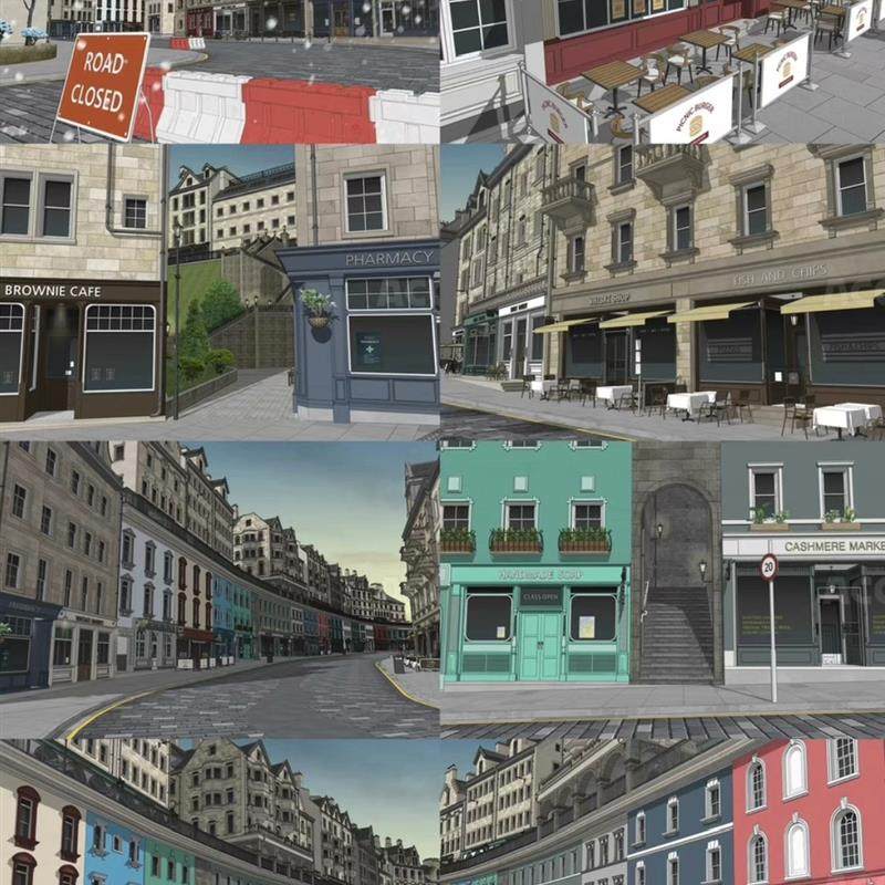 【acon3d】英国爱丁堡的街道/英国街道/城市街道模型