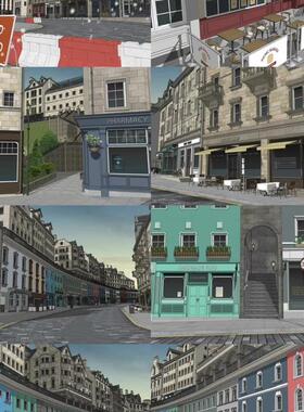 【acon3d】英国爱丁堡的街道/英国街道/城市街道模型