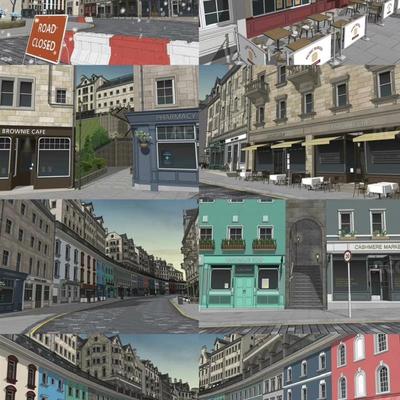 【acon3d】英国爱丁堡的街道/英国街道/城市街道模型