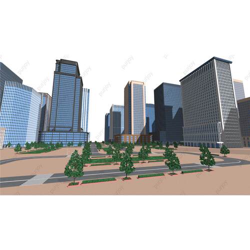 【CSP素材】3d城市高楼街道场景2