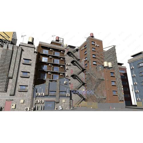 csp3d模型_城市后巷街道角落胡同3D模型素材