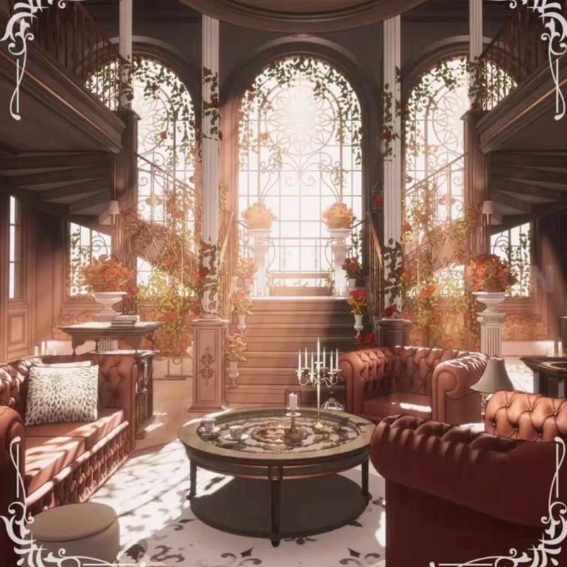 【acon3d】黑天鹅系列书房场景模型精致复古欧式客厅带