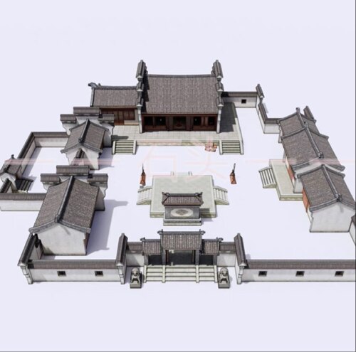 acon 3d古代武侠镖局武行整个su模型  草图大师sketch up