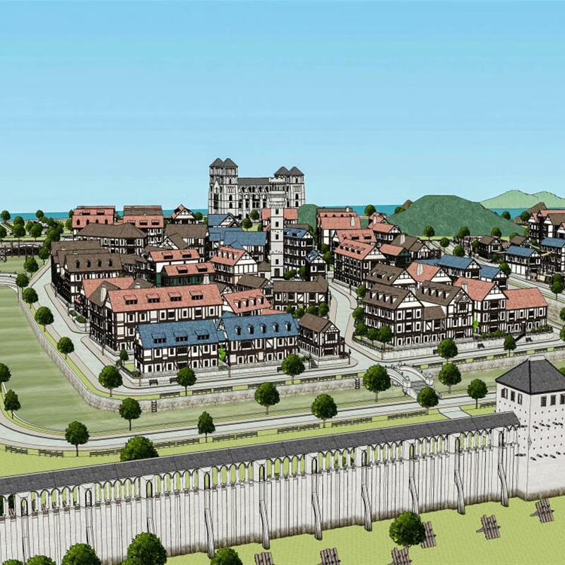 acon3d 中世纪小镇模型