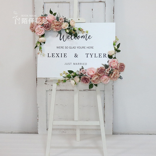 仿真对角水牌花艺海报可定制展牌展架组合套装商场橱窗车展婚礼