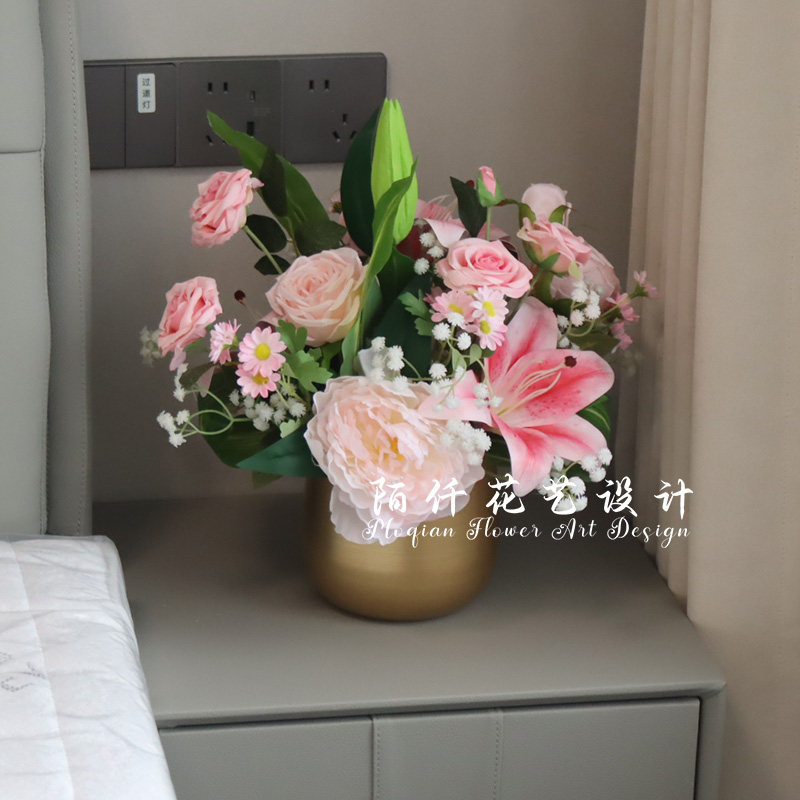 假花仿真花高级感逼真铁艺花瓶客厅摆设餐桌摆花装饰花艺摆件高档,家居饰品,餐桌花艺,淘宝优惠券,粉丝福利购,淘宝优惠卷