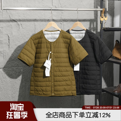 羽绒服半袖叠穿无领短袖外套