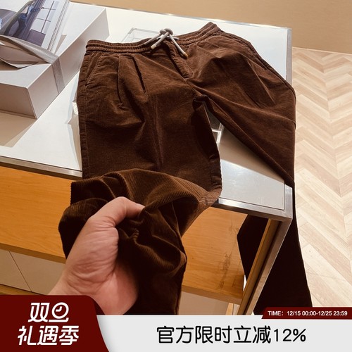 老钱风层次感弹力灯芯绒休闲裤