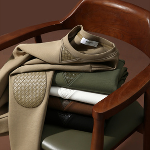 奢感牛货 高端秋冬男女情侣三明治空气层卫衣潮 手工编织拼皮设计