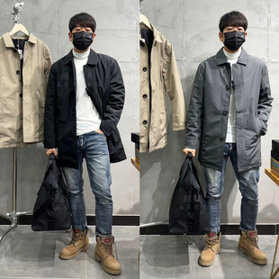 中长款 休闲商务通勤大码 夹棉风衣外套潮 时尚 欧线轻奢高级秋冬男士