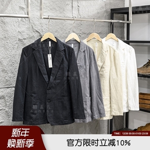 秋季 透气舒适 男士 商务时尚 苎麻70 宽松休闲西服外套西装 棉30