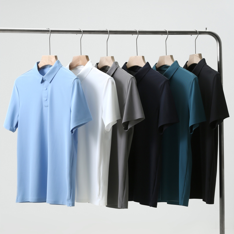 无缝压胶速干短袖翻领POLO男T恤