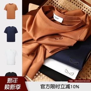 T恤打底衫 轻奢体感液氨丝光男女情侣圆领弹力透气短袖 意式 恶魔眼