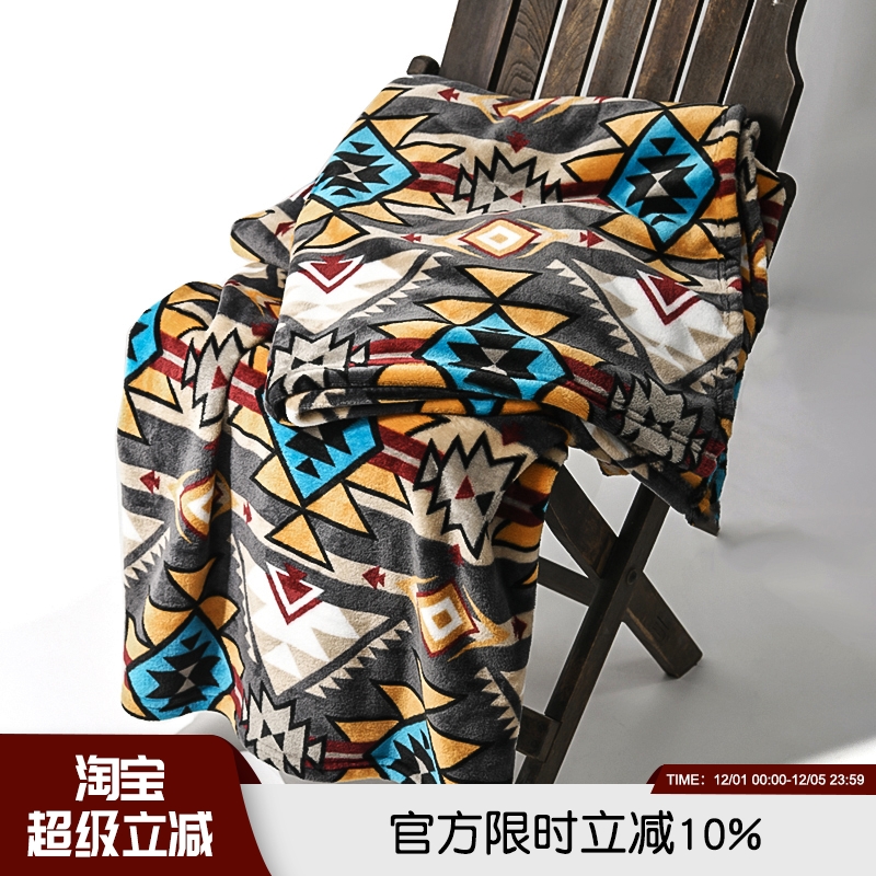 法兰绒美式咔叽纳瓦霍风格毛毯