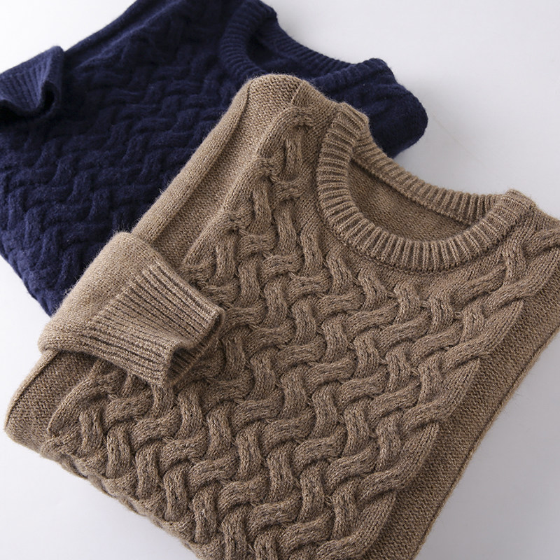 编织麻花设计！气质出众！秋冬男士宽松圆领休闲打底针织毛衣外套