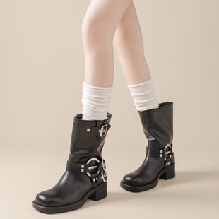 白色小腿袜女春季 配长靴灰色美拉德jk防滑修饰腿型堆堆长筒袜 薄款