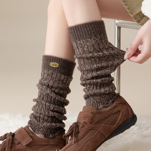 咖色袜套堆堆袜女冬季 加厚保暖日系y2k复古显瘦百搭小腿袜长筒袜