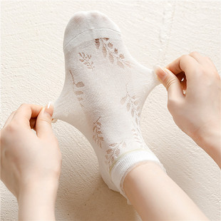 夏季 袜子女花边短袜浅口纯棉日系洛丽塔短筒袜子夏天镂空船袜 薄款