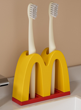 创意麦当劳造型牙刷架黄色卡通双人牙刷座可爱宿舍家用收纳架