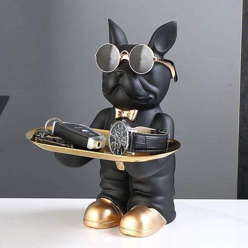Resin art French Bulldog Decor Standing Black Butler Statue