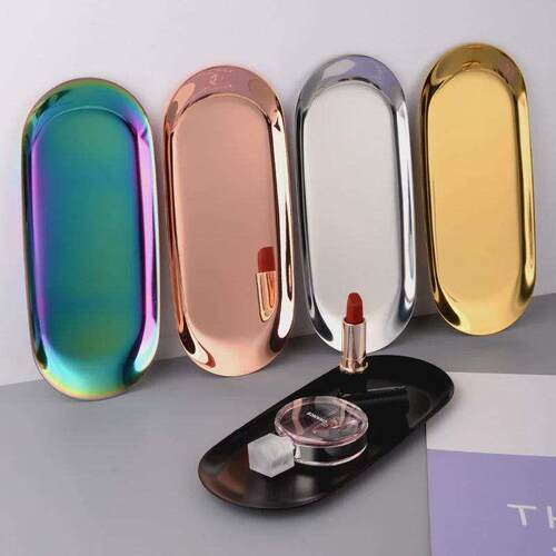 Nordic Ins Oval Tray Stainless Steel Golden Oval Tray Jewelr