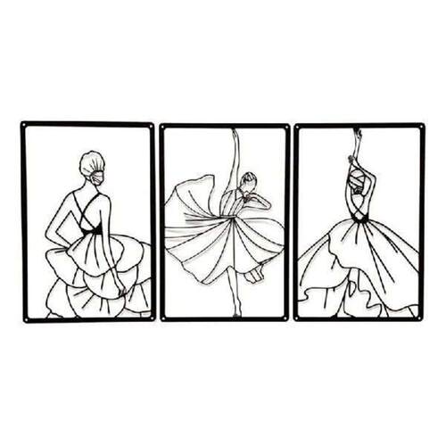 Black Abstract Woman Dancing Wall Sculpture Stylish Wall