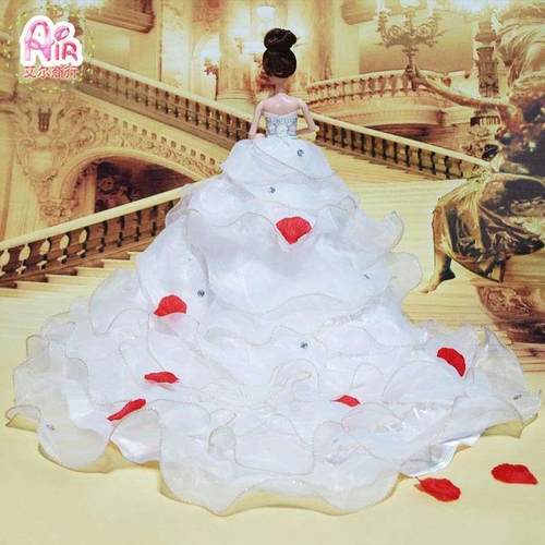3D Real Eyes Wedding Dress Lian Lia Small Doll Wedding Dress