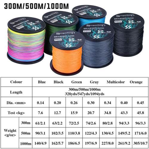 Sougayilang 9 Strands Fishing Line 300/500/1000M Braided PE