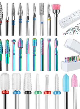30Pcs Nail Drill Bits Ceramic Diamond Cuticle Efile Carbide